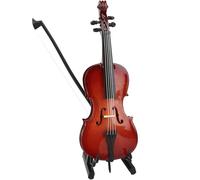 Artisan-Crafted Small Cello Wood Ornament Intricate Design With Display Stand For Tabletop Showcases & Music Lover Gifts Miniature String Instrument Display