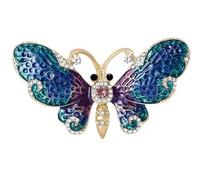 Artisan Enamel Butterfly Pin with Crystal Trim - Elegant Brooch with Nature Charm - Jewellery Gift for Mum