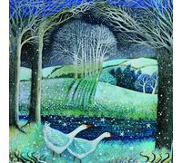 Artisan Festive Art Collection Charity Christmas Cards - Premium Board - Eco-Friendly - Pack of 6 Cards with Envelopes (Ducks near Starry River)