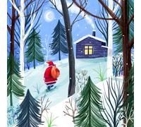 Artisan Festive Art Collection Charity Christmas Cards - Premium Board - Eco-Friendly - Pack of 6 Cards with Envelopes (Father Christmas Walking Home)