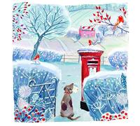 Artisan Festive Art Collection Charity Christmas Cards - Premium Board - Eco-Friendly - Pack of 6 Cards with Envelopes (Dog Sending Xmas Post)