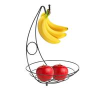 Artisan Fruit Basket - 39 x 27 x 7 cm, Free Standing Fruit and Vegetable Storage Bowl | Vegetable Storage Solution with Banana Hanger, Stylish Fruit Basket, Vegetable Bowl, Organis