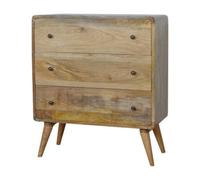 Artisan Furniture Nordic Style 3 Drawers Curved Oak-Ish Chest