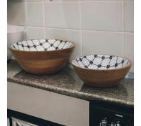 Artisan Furniture Solid Wood 2x Lacquered Flower Bowl Set