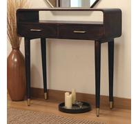 Artisan Furniture Solid Wood Apollo Loop Console Desk, 2-Drawers, 1 Shelf, Dark Brown