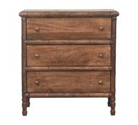 Artisan Furniture Solid Wood Bamboo Carved 3-Drawer Chest