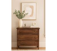 Artisan Furniture Solid Wood Bamboo Carved Chest, 3-Drawers, Brown