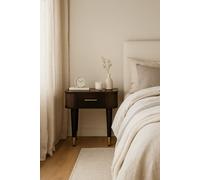 Artisan Furniture Solid Wood Belmont Bedside, 1-Drawer, With Legs, Dark Brown