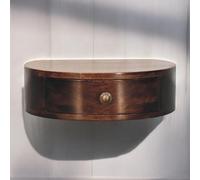 Artisan Furniture Solid Wood Brown California Walnut Wall Mounted Rounded Bedside Single Drawer, Brown