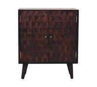 Artisan Furniture Solid Wood Brown Mini Pineapple Carved Light Walnut Cabinet With 2 Doors Include Shiny Knobs And 4 Nordic Style