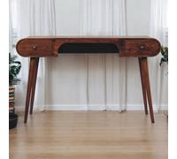 Artisan Furniture Solid Wood Chestnut London Arch Writing Desk, 2 Drawers, Dark Brown