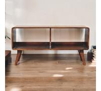 Artisan Furniture Solid Wood Curved Chestnut Double Slot Media Unit, Brown