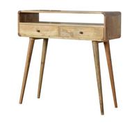 Artisan Furniture Solid Wood Curved Oak-Ish Console Table