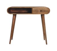 Artisan Furniture Solid Wood Curved Oak-Ish Writing Desk