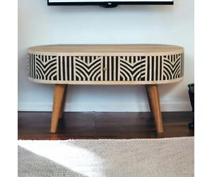 Artisan Furniture Solid Wood Edessa Bone Inlay Coffee Table