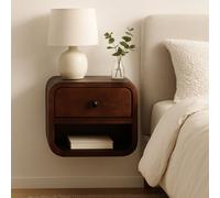 Extra Mini Curved Chestnut Bedside with Open Slot Bedside Table