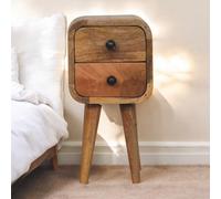 Extra Mini Curved Oak-ish Bedside Table