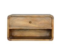 Artisan Furniture Solid Wood Floating Curve Open Slot Bedside, 1 Drawer, Beige