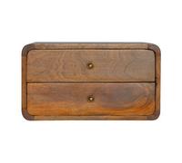 Artisan Furniture Solid Wood Floating Curved Chestnut Bedside, 2 Drawers, Brown