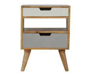 Artisan Furniture Solid Wood Grey And White Cut-Out Bedside