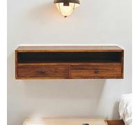 Artisan Furniture Solid Wood Lunar 2 Drawer Chestnut Wall Mounted Media Unit