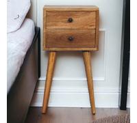 Artisan Furniture Solid Wood Mini 2 Drawer Oak-Ish Bedside, Beige