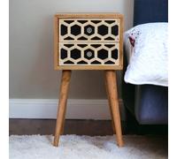 Artisan Furniture Solid Wood Mini Bone Inlay 2 Drawer Bedside
