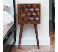 Artisan Furniture Solid Wood Mini Chestnut Cube 2 Drawer Bedside, Brown