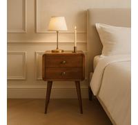 Artisan Furniture Solid Wood Mini Chestnut Curved Bedside, 2 Drawers, Brown