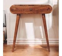 Artisan Furniture Solid Wood Mini Honey Caramel Dressing Table With Foldable Mirror, 4 Storage Compartments With Attached Mirror