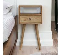 Artisan Furniture Solid Wood Mini Oak-Ish Bedside, 1 Drawer & 1 Shelf, Beige