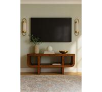 Artisan Furniture Solid Wood Orion Curved Chestnut Media Unit, 3 Open Shelves, Dark Brown