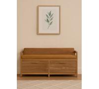 Artisan Furniture Solid Wood Oxford Oak-Ish Storage Bench, 2 Drawers, Light Brown