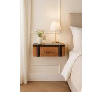 Artisan Furniture Solid Wood Rattan Curve Wall-Mounted, 1-Drawer, Light Brown And Black