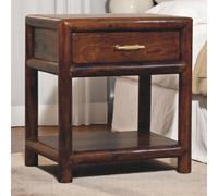 Solid Wood Regency Nightstand 1 Drawer 1 Shelf Dark Brown Bedroom Furniture