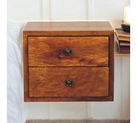 Artisan Furniture Solid Wood Solis 2-Drawer Chestnut Wall Mounted Nightstand, Brown
