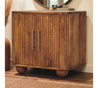 Artisan Furniture Solid Wood Solis Fluted Mini Sideboard, 2 Shelves, Ball Feet, Brown