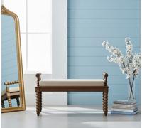 Artisan Furniture Solid Wood Spindle Amber Linen Bench