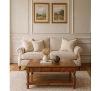 Artisan Furniture Solid Wood Turned Legs Chestnut Coffee Table, 2 Drawers And 1 Shelf, Dark Brown