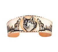 Artisan Handcrafted Copper Wolf Bracelets Men, Women Open-ended Adjustable Copper Cuff, Wolf Cuff, Wolf Head Bracelets Men Wolf Jewellery, Wolf Gift for Him