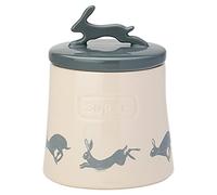 Artisan Hare Stoneware Sugar Canister with Airtight Lid | Ceramic Kitchen Storage Jar | Embossed Label | 500ml | Dishwasher Safe | Beige & Grey | The English Tableware Company