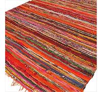 Artisan Indian Rag Rug Multicolour (150 x 90cm) (Orange Tint