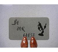 Artisan Kiss BETTER THAN COIR Grey Synthetic Coir Disney Themed Gift Home Decor Door Mats 70x40cm (Be Our Guest Grey)
