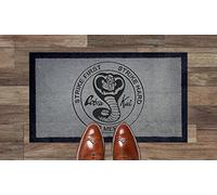 Artisan Kiss Cobra Kai No Mercy Nylon Light Grey Brown Cream Green Novelty Door Mat (Light Grey)