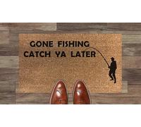 Artisan Kiss "Gone Fishing Catch Ya Later Door Floor Mat Various Sizes Pvc Backing Gifts Presents Wedding Home (90 x 60 cm)