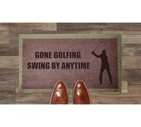 Artisan Kiss Gone Golfing Swing By Anytime Coir Synthetic nylon Light Grey Brown Cream Green Novelty Door Mat (Toast (Indoor))