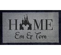 Artisan Kiss GREY NYLON DOOR MAT 70x40cm Washable Personalised Customised Internal Indoor Wedding Gift Present Unique (Home Disney)