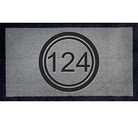 Artisan Kiss GREY NYLON DOOR MAT 70x40cm Washable Personalised Customised Internal Indoor Wedding Gift Present Unique (House Number)
