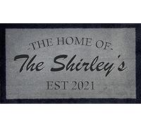 ARTISAN KISS GREY NYLON DOOR MAT 70x40cm Washable Personalised Customised Internal Indoor Wedding Gift Present Unique (Est 5)