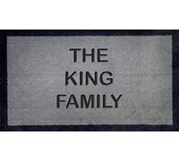 Artisan Kiss GREY NYLON DOOR MAT 70x40cm Washable Personalised Customised Internal Indoor Wedding Gift Present Unique (DIFFERENT FONTS)